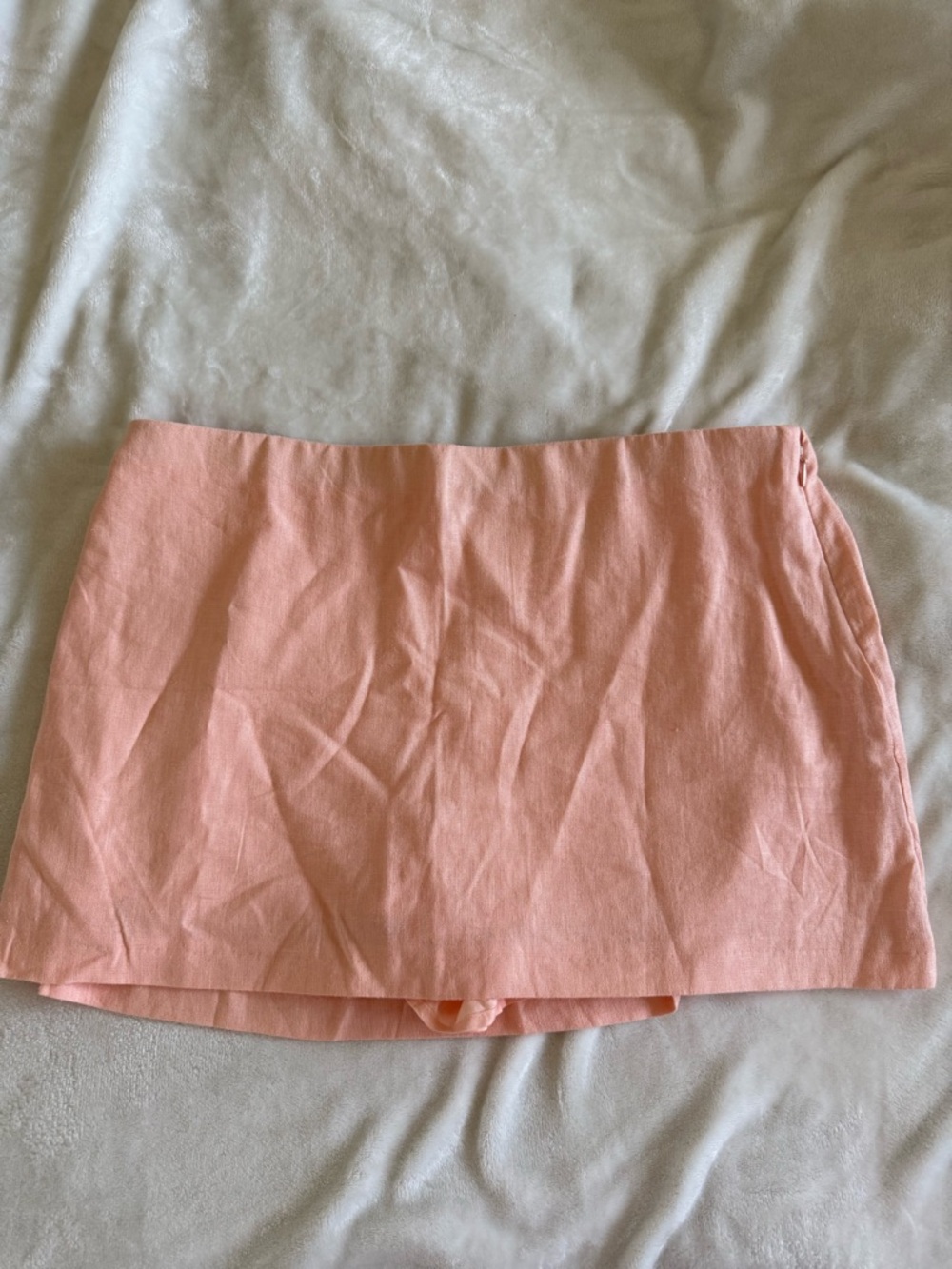 Abercrombie & Fitch Peach Pink Linen-Blend Mini Skort